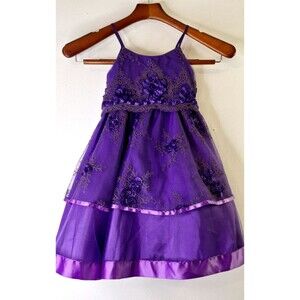 SABALAND Little Girls Purple Princess Ball Gown Sz 2 Layered Tutu Party Formal